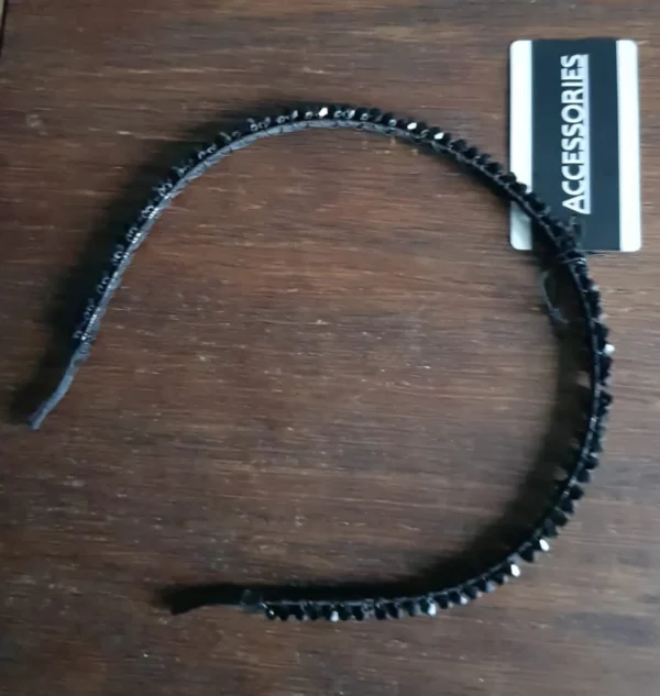 Black metal with shiny beads hair band
