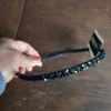 Black metal with shiny beads hair band